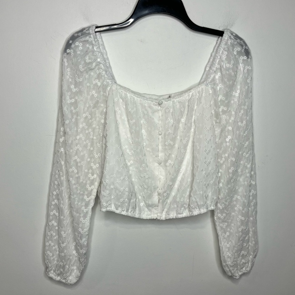 Heatherly cropped lace top long sleeve‎ white size small